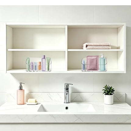 SUNFICON Estuche organizador de cosméticos Bandeja de tocador de plástico transparente multiusos para accesorios de baño y almacenamiento de oficina