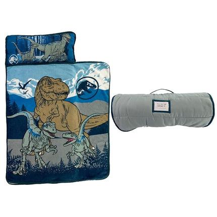 Alfombra para siesta para niños pequeños de Jurassic World de 24"(An) x 45"(L) con almohada y manta, perfecta para preescolar, guardería y viajes (producto 100% oficial con licencia)