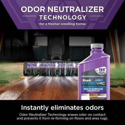 Concentré multi-surfaces Shark WDCM30 HydroVac de 975 ml avec technologie neutralisatrice d'odeurs, compatible avec les nettoyeurs 3-en-1 HydroVac, pour tous les sols durs scellés et tapis, parfum Spring Clean, violet