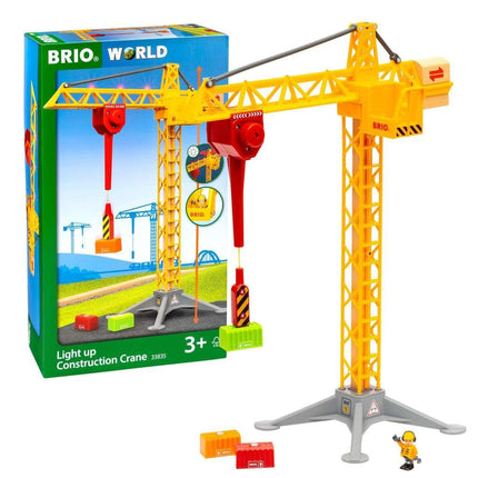 BRIO World Light Up Construction Crane for Kids Ag