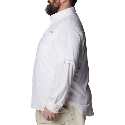 Columbia Men's PFG Tamiami II Long Sleeve Shirt, UPF 40 Sun Protection, Wicking Fabric, White, 2X Big