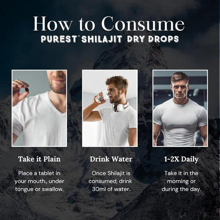 Shilajit Dry Drops from Pure Himalayan Shilajit ® - 120 Counts, 4 Month Supply, Original Siberian Shilajit, 100% Pure, Trace Minerals & Fulvic Acid