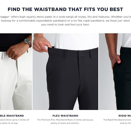 Haggar Men's Premium Straight Fit 4-Way Stretch Expandable Waistband Dress Pant, Light Grey, 30W x 30L