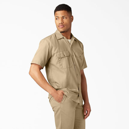Camisa de trabajo de manga corta Dickies para hombre – Camisas de twill duraderas con botones para hombre, uniforme ligero para uso diario, 3XL Alto, 3XL Grande Alto