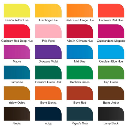 Winsor & Newton ProMarker Watercolour Marker, Basic Collection, 2 Tips: Brush and Fine Tip, Lightfast, Highly Pigmented Watercolour Colours in Marker for Calligraphy, Drawings, 24 Colours Set,Multi