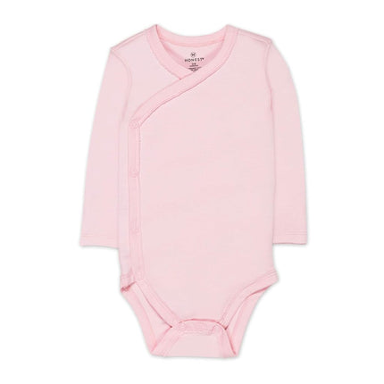 HonestBaby Baby 3-Pack Organic Cotton Long Sleeve Side-snap Kimono Bodysuits, Love Dot, 3-6 Months