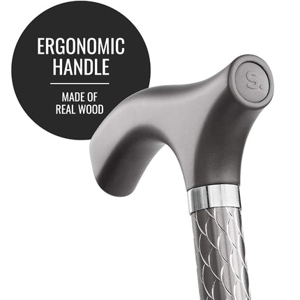 Canne de marche de luxe gravée Switch Stick Graphite – Pliable et réglable