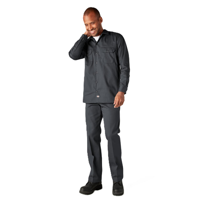Dickies Men's Long Sleeve Work Shirt, Charcoal, 3X