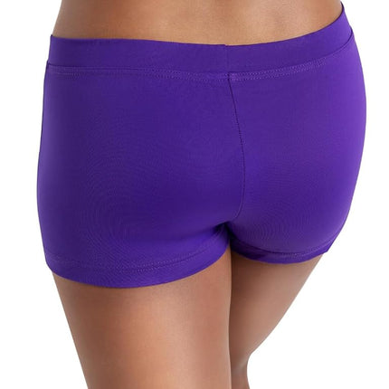 Pantalones cortos de tiro bajo Boy Cut Capezio, morado, talla M