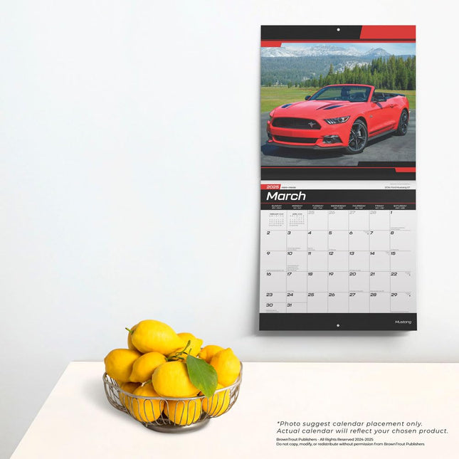 Mustang OFFICIAL | 2025 12 x 24 Inch Monthly Square Wall Calendar | Foil Stamped Cover | Plastic-Free | BrownTrout | Ford Motor Muscle Car