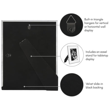 Americanflat 8x10 Picture Frame with Rope-Style Detailing and Shatter-Resistant Glass - Use as 5x7 Frame with Mat or Display 8x10 Photo Without Mat - Metal Picture Frames for Tabletop or Wall - Silver