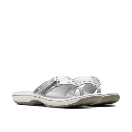 Clarks Women's Breeze Sea Flip Flop, New Silver Synthetic, 3.5 UK
