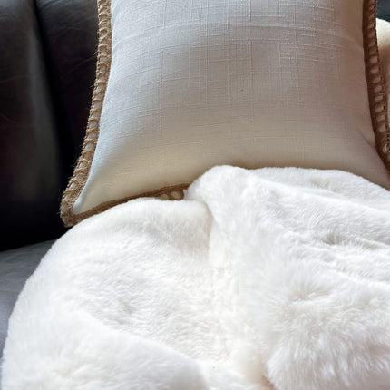 ORINOVA White Washable Furry Area Rug Runner Faux Bunny Fuzzy Fur Rugs for Bedroom Living Room 60x180cm Rug Runners for Hallways Room Decor
