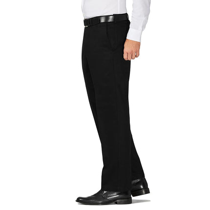 Haggar Men's Work to Weekend Hidden Expandable Waist No Iron Flat Front Pant, Black, 34W x 32L