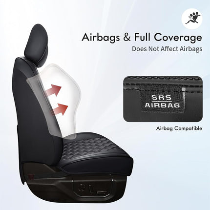 Huidasource Dodge Ram Front Seat Covers, Waterproof Leather Pickup Truck Seat Cover Fit for 2009-2018 ram 1500, 2010-2023 2500/3500 Crew/Mega Cab, 2019-2023 ram 1500 Classic Only(Flat Front/Black)