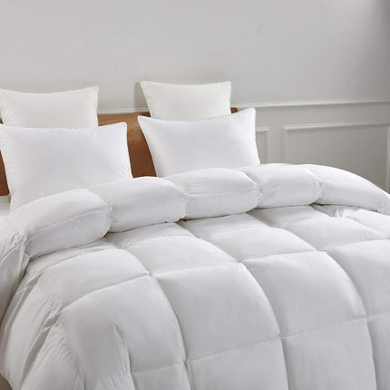 Serta 233 Thread Count White Feather Goose Down Fiber Light Warmth Comforter, FULL/QUEEN