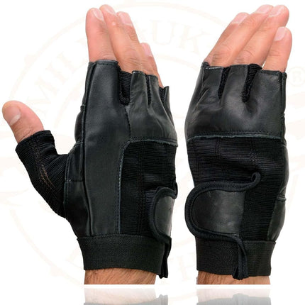 Shaf International Men's Fingerless Gloves (Black, XX-Large) (Spandex And Leather G)