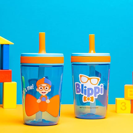 Zak Designs Blippi Kelso 15oz Leak-Proof Toddler Straw Cups, 2-Pack