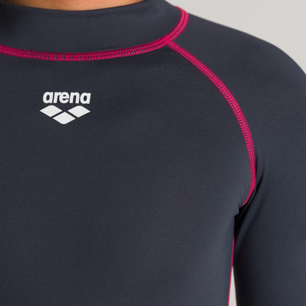 Arena Girls Long Sleeves Rash Vest, Swim Shirt with Uv Sun Protetion Guard, Ash Grey, 24