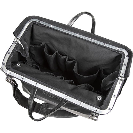 Tool Bag, Large 40.6 cm Deluxe Canvas Tool Bag and Organizer with 13 Pockets and Shoulder Strap, Black Klein Tools 510216SPBLK