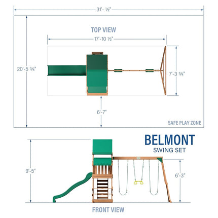 Backyard Discovery Belmont Cedar Swing Set | 2.4m Slide & Rock Wall