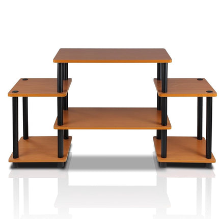 Furinno TURN-N-TUBE TV Stand, Entertainment Center with Open Shelves, TV Console with Raised Top for TV up to 32 Inch, for Living Room, Bedroom, Light Cherry