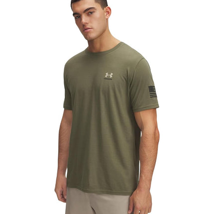 Under Armour Freedom Flag Men's Short-Sleeved T-Shirt, (390) Marine Od Green / Desert Sand, L (Tall)