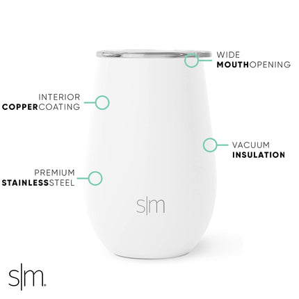 Simple Modern Wine Tumbler with Press-in Lid | Insulated Stainless Steel | Gifts for Women & Men | Spirit Collection | Winter White