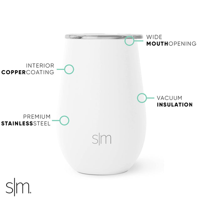 Simple Modern Wine Tumbler with Press-in Lid | Insulated Stainless Steel | Gifts for Women & Men | Spirit Collection | Winter White