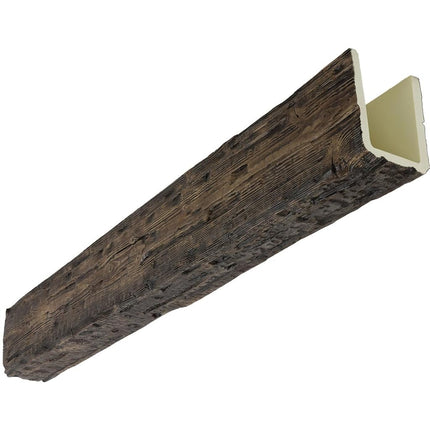 Heritage Timber Salvaged Timber Faux Wood Beam, 3-Sided (U-Beam), 3 1/2"W x 3 1/2"H x 72"L, Kona Brown Finish