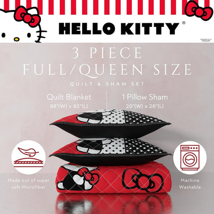 Franco Kids Quilt Set, Microfiber, Hello Kitty, Full/Queen