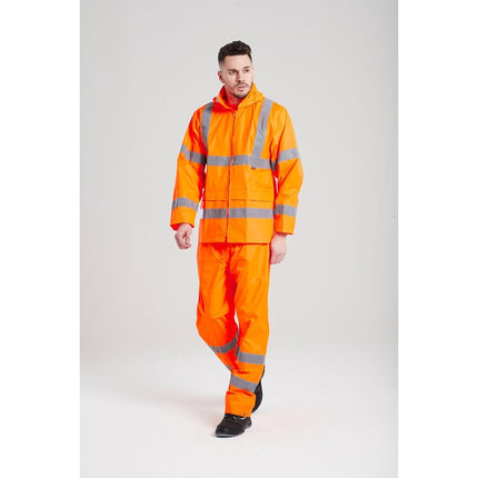 Portwest Mens Hi Vis Rain Trousers Orange