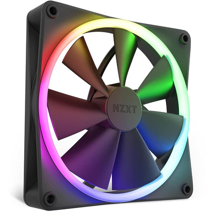 Ventiladores NZXT F140 RGB - RF-R14DF-B1 - Personalización avanzada de iluminación RGB - Refrigeración ultrasilenciosa - Doble (Ventilador y controlador RGB INCLUIDOS) - Ventilador de 140 mm - Negro