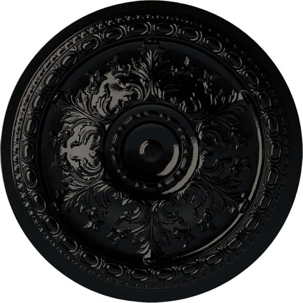 Ekena Millwork CM38OSBPS 38 3/8"OD x 2 7/8"P Oslo Ceiling Medallion Fits Canopies Up to 7 5/8", Black Pearl