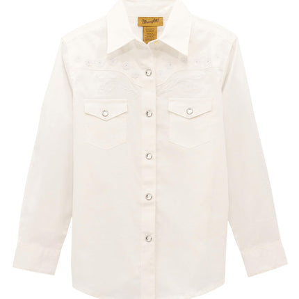 Wrangler Girls’ Long Sleeve Two Flap Pockets Snap 
