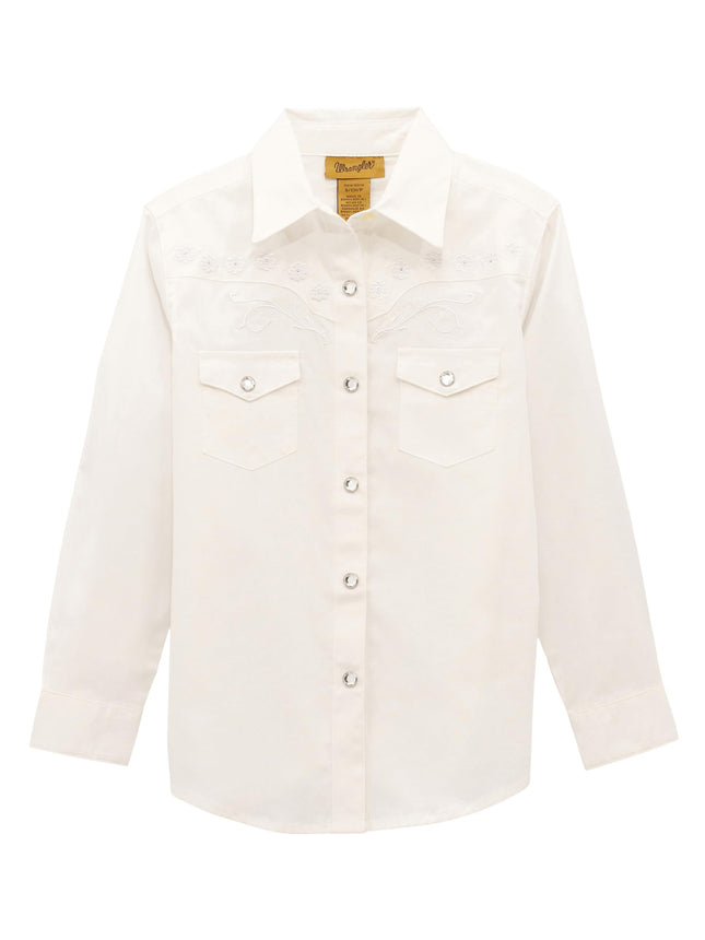 Wrangler Girls’ Long Sleeve Two Flap Pockets Snap 