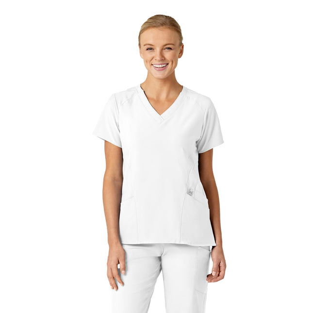 WonderWink 6155AWHITMD W123 Women's Stylized V-Nec