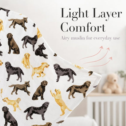 Mud Pie Labrador Retriever Print Muslin Baby Swaddle Blanket, 1 Piece