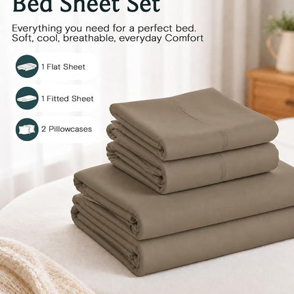 King Size Sheets Set, Cooling & Soft Deep Pocket Bed Sheets, 4PC