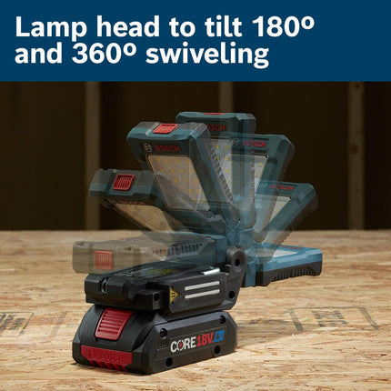 Bosch GLI18V-800N 18V Multidirectional, Portable LED Worklight with Mounting Magnet and Hanging Hook (Bare Tool)