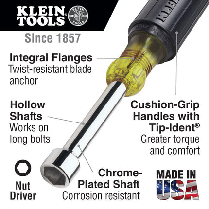 KLEIN TOOLS 630-10MM 10mm Cushion-Grip Nut Driver with 3-Inch Shaft, Made in USA