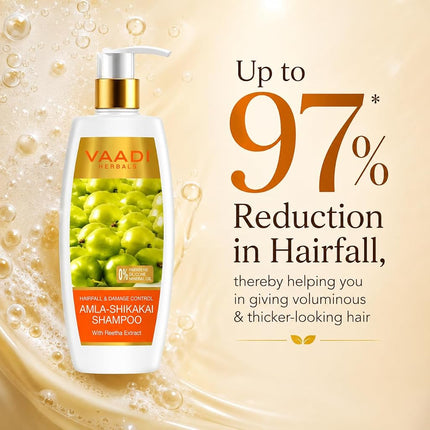 Amla with Shikakai and Reetha Shampoo - Hair Fall Control Shampoo - all Natural Herbal Shampoo - Shampoo for Hair Loss - Shampoo for Oily Hair - 350ml - Vaadi Herbals