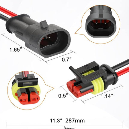 NAOEVO 2 Pin Connector Waterproof, 16 AWG 2 Wire Connectors, Automotive Electrical Connectors Male and Female Way with Heat Shrink Tubing for Car Truck Boat Wire Connection, 6 Kits