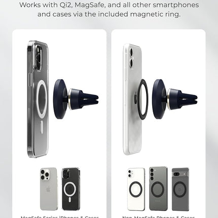 iOttie Velox MagSafe Compatible Air Vent Car Phone Holder. Unversal Magnetic Car Phone Mount for iPhone 12/13/14/15/16 Series & Android Phones via Included Magnetic Ring Adapter