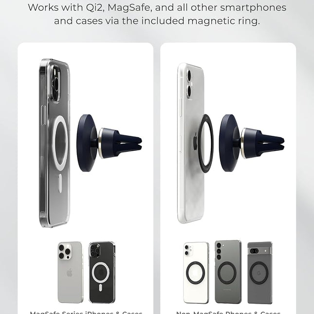 iOttie Velox MagSafe Compatible Air Vent Car Phone Holder. Unversal Magnetic Car Phone Mount for iPhone 12/13/14/15/16 Series & Android Phones via Included Magnetic Ring Adapter