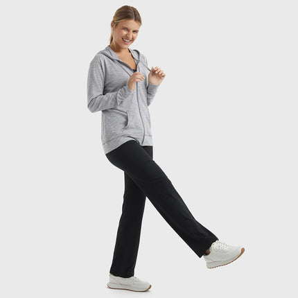 Hanes Women's Jersey Full Zip Hoodie Shirt, Dada Gray Pe Heather, S