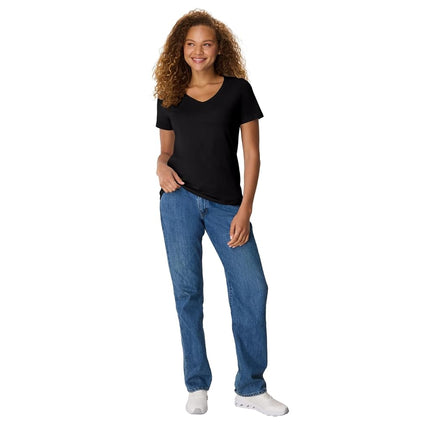 Hanes Womens Perfect-t V-Neck T-Shirt, Ringspun Cotton Short Sleeve Tee for 1 Or 2 Pack Fashion-t-Shirts, Black - 1 Pack, Medium US, Black - 1 Pack, XL