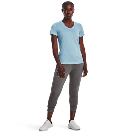 UNDER ARMOUR Women's Tech V-Neck Twist Short-Sleeve T-Shirt, (490) Blizzard/White/Metallic Silver, X-Large