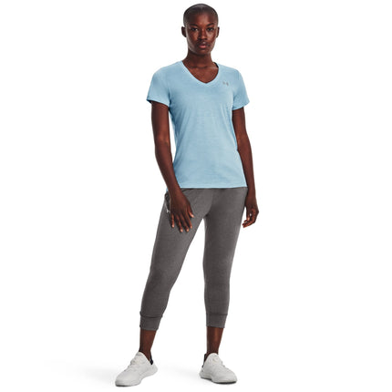 UNDER ARMOUR Women's Tech V-Neck Twist Short-Sleeve T-Shirt, (490) Blizzard/White/Metallic Silver, X-Large
