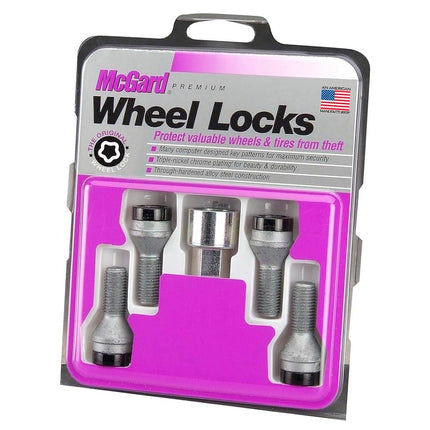 McGard Bolt Style Cone Seat Wheel Locks (M12 x 1.5) - Set of 4 4 Locks / 1 Key Chrome/Black